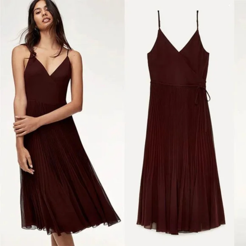 Aritzia Wilfred Beaune Pleated Midi Dress